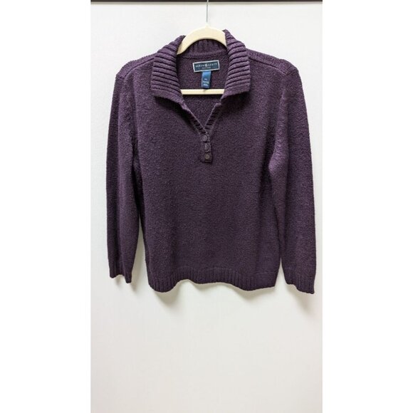 Karen Scott Purple 3-Button Pullover Sweater - Picture 1 of 2